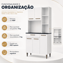 Ver imagem 4 de Cozinha Compacta Armário Carol 90cm 5 Portas 1 Gaveta MDP Pintura UV Pés Reguláveis - Branco