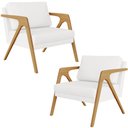 Ver imagem 1 de Kit 02 Poltrona Decorativa Para Sala Pietra Estrutura De Madeira L02 Corano Branco - Lyam Decor