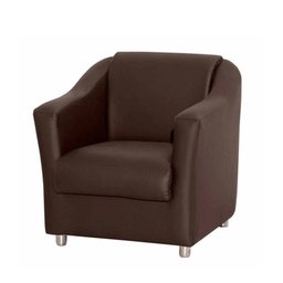 Poltrona Decorativa Bia Com Pés De Alumínio Corino Marrom - Matrix - 1