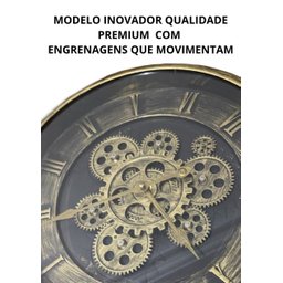 Relogio de Parede Grande Retrô Envelhecido Engrenagem Movimenta - 4