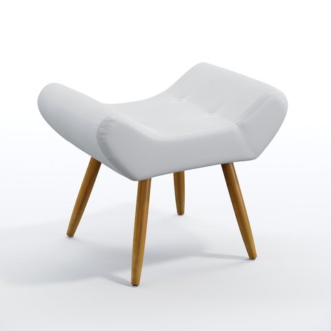 Puff Polar / Couro Branco