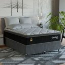 Ver imagem 1 de Cama Box Casal Bipartido + Colchão Comfort Class Pillow Top Preto/suede Cinza