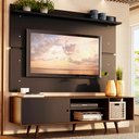 Ver imagem 1 de Rack Madesa Dubai e Painel para Tv até 65 Polegadas com Pés - Rustic/preto 7kd8