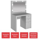 Ver imagem 7 de Penteadeira Camarim Compacta 3 Gavetas com Espelho Pe2010 Tecno Mobili - Branco