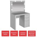 Ver imagem 7 de Penteadeira Camarim com Espelho e LED 3 Gavetas PE2010 90cm Branco - Tecnomobili