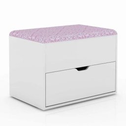 Puff Baú com Gaveta Pu2051 Branco/Rosa - Tecno Mobili - 1
