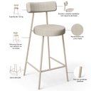 Ver imagem 4 de Kit 03 Banquetas Baixa Cozinha Sala Jantar Bancada Milão Arena L02 Linho Palha - lyam decor
