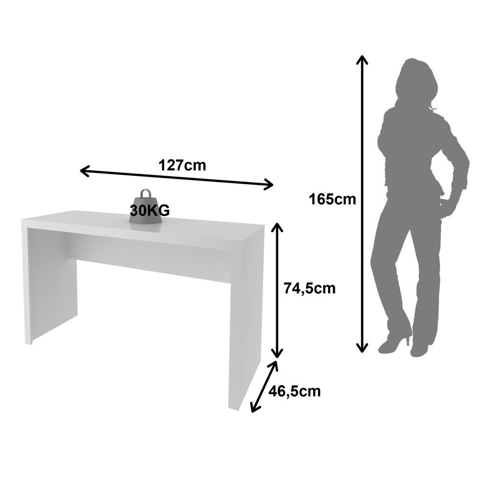 Mesa Escrivaninha para Escritório 1,27m Branco Me4135 Tecno Mobili - 2