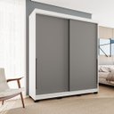 Ver imagem 1 de Roupeiro Solteiro Madri 2 Portas 2 Gavetas 177x213cm Cinza/Branco 250703