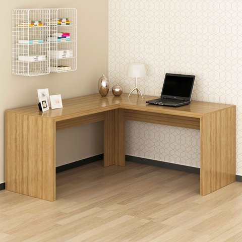 Mesa para Escritório em L 1,57x1,57m Me4116 Tecno Mobili - Amêndoa