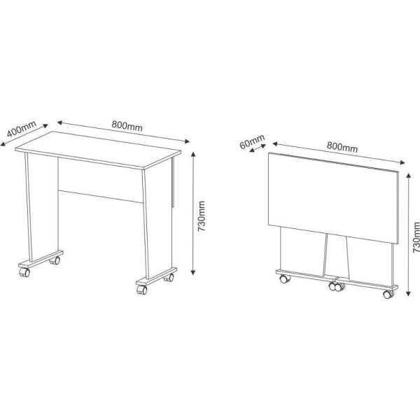 Mesa Escrivaninha Dobrável com Rodízio Cor Amêndoa Me4117 Tecno Mobili - 4