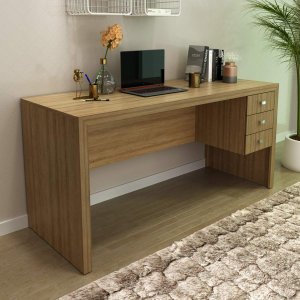 Mesa para Escritório Engrossurada 1,55m 3gav Me4113 Tecno Mobili - Amêndoa