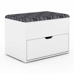 Puff Baú com Gaveta Pu2051 Branco/Preto - Tecno Mobili - 1