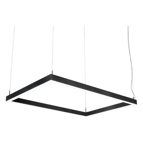 Luminária Squadra Perfil 1mx0,50 Led Retângulo Cabo Suspenso Preto 110v 6000k