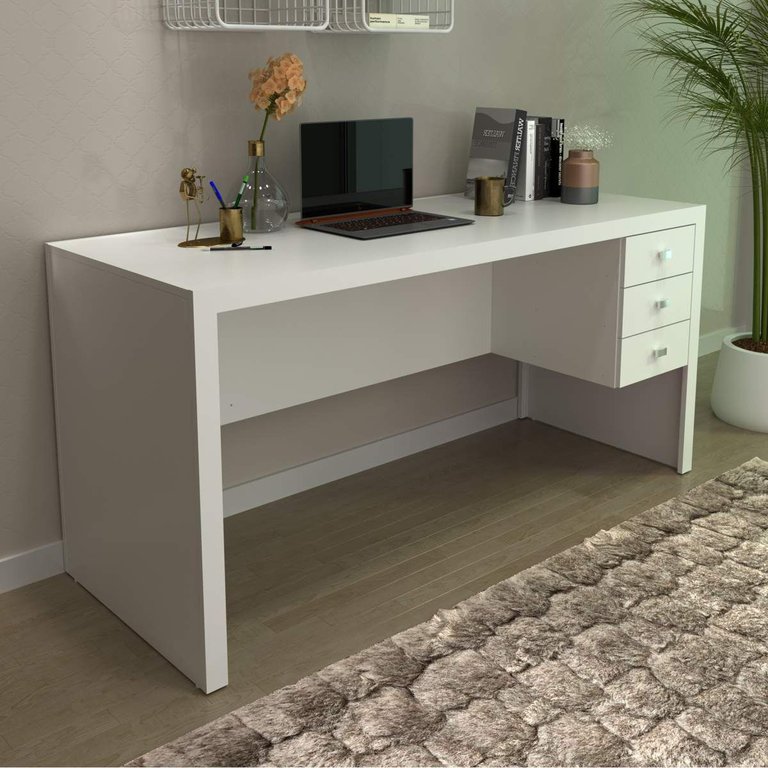 Mesa para Escritório Engrossurada 1,55m 3gav Me4113 Tecno Mobili - Branco