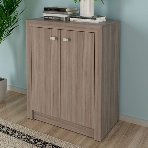 Armário Balcão para Escritório Baixo 60cm 2 Portas Me4103 Tecno Mobili - Carvalho