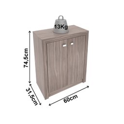 Armário Balcão para Escritório Baixo 60cm 2 Portas Me4103 Tecno Mobili - Carvalho - 4
