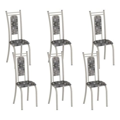 Kit 6 Cadeiras Paris Corino Paraopeba Tubo Champanhe