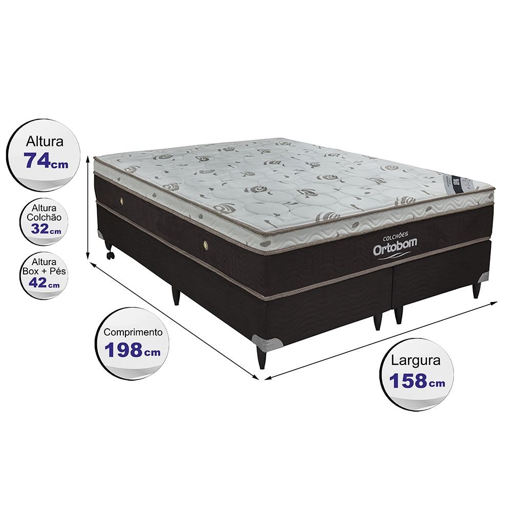 Cama Casal Queen Size Ortobom Sleep King 158x198x74 + Box Ortobom - 2