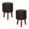 Kit 2 Puffs Banquetas Round Nobre 3 Pés Madeira Café - Stay Puff - 1