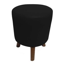 Puff Banqueta Round 3 Pés Madeira Corano Preto - Markine Mobilier - 1