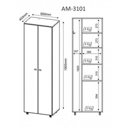 Armário Organizador Lavanderia 2 Portas Am3101 Tecno Mobili - Branco - 3