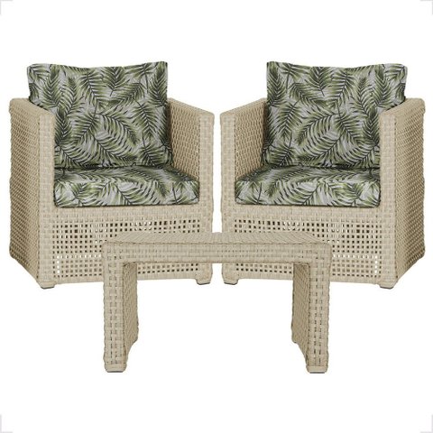 Mesa Centro e 2 Poltronas Madri Corda Náutica Estofado 5 Trama Original