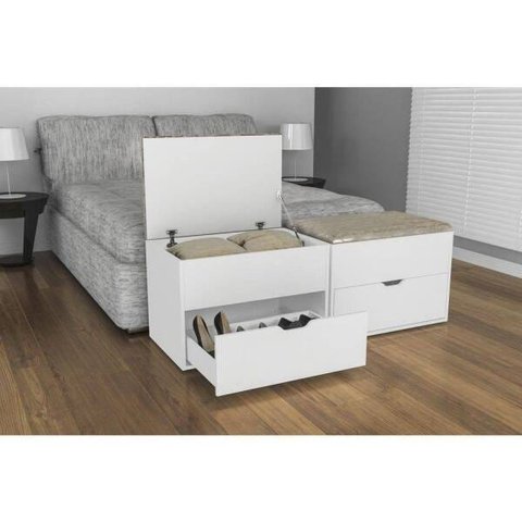 Puff com Gaveta Tecido 381 Pu2051 Tecno Mobili Branco