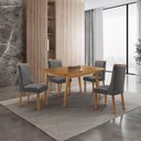 Ver imagem 1 de Mesa de Jantar Copper 4 Lugares Retangular MDF 120cm Grafite e Naturalle com Cadeiras Carolina