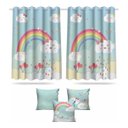 Ver imagem 1 de Kit Cortina + 3 Capas Almofadas Infantil Chuva De Amor