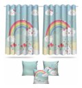 Ver imagem 1 de Kit Cortina + 3 Capas Almofadas Infantil Chuva De Amor