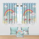 Ver imagem 2 de Kit Cortina + 3 Capas Almofadas Infantil Chuva De Amor