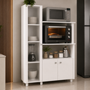 Ver imagem 1 de Balcão Organizador para Forno e Micro-Ondas com Cristaleira 3 Portas Branco - Tecno Mobili