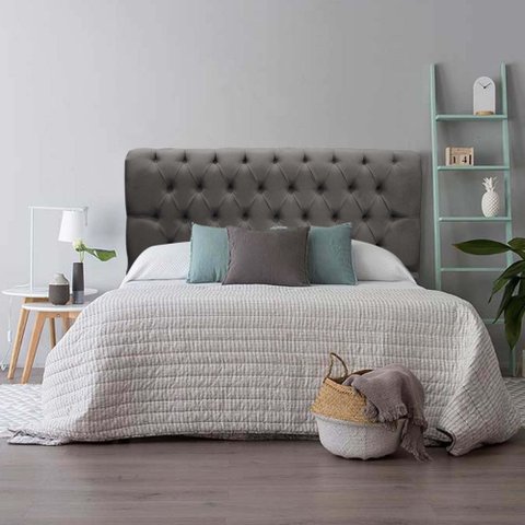 Cabeceira Estofada Capitonê Livia 140cm Casal para Cama Box Suede Cinza - Gat Magazine