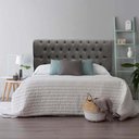 Ver imagem 1 de Cabeceira Estofada Capitonê Livia 140cm Casal para Cama Box Suede Cinza - Gat Magazine