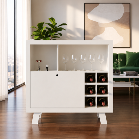 Buffet Aparador Sala Barzinho com Adega para 6 Garrafas Branco AD5002 - Tecno Mobili