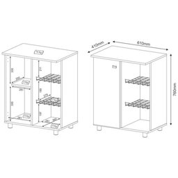Balcão Fruteira para Forno e Microondas 1 Porta Branco Bf3205 Tecno Mobili - Branco - 3
