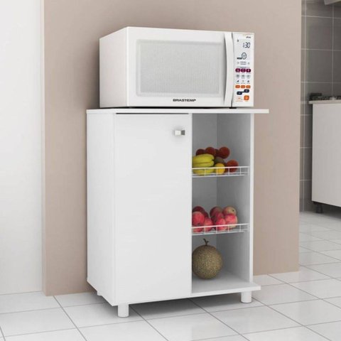 Balcão Fruteira para Forno e Microondas 1 Porta Branco Bf3205 Tecno Mobili - Branco