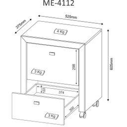 Gaveteiro Arquivo para Pasta Suspensa com Rodízios 2 Gavetas Me4112 Tecno Mobili - Nogal - 2