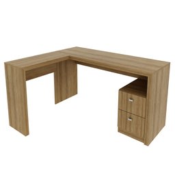 Mesa para Escritório de Canto 1,36x1,13m 2 Gavetas Várias Cores Me4129 Tecno Mobili - Amendoa - 5