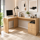 Ver imagem 5 de Mesa de Canto para Escritório 1,36x1,13m 2 Gavetas ME4129 Amêndoa - Tecno Mobili