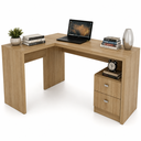 Ver imagem 2 de Mesa de Canto para Escritório 1,36x1,13m 2 Gavetas ME4129 Amêndoa - Tecno Mobili