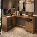 Ver imagem 1 de Mesa de Canto para Escritório 1,36x1,13m 2 Gavetas ME4129 Amêndoa - Tecno Mobili