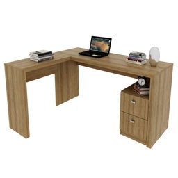 Mesa para Escritório de Canto 1,36x1,13m 2 Gavetas Várias Cores Me4129 Tecno Mobili - Amendoa - 3