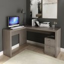 Ver imagem 1 de Mesa para Escritório de Canto 1,36x1,13m 2 Gavetas Várias Cores Me4129 Tecno Mobili - Carvalho
