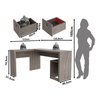 Mesa para Escritório de Canto 1,36x1,13m 2 Gavetas Várias Cores Me4129 Tecno Mobili - Carvalho - 2