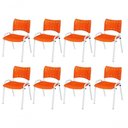 Ver imagem 1 de Cadeira Iso Base Branco Escola, Escritório Laranja Kit 8 Un