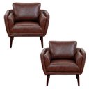 Ver imagem 1 de Kit 2 Poltronas Decorativas Luna Pés Madeira Sintético Marrom - Arteclasse