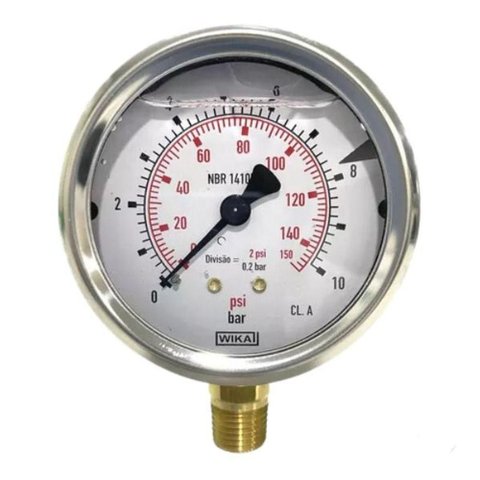 Manômetro de Pressão com Glicerina 0 a 10 Bar Wika Medidor