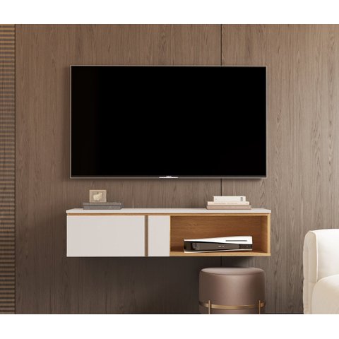 o Rack Suspenso Decor 1.16 Giga para TV até 50 Polegadas em Couro